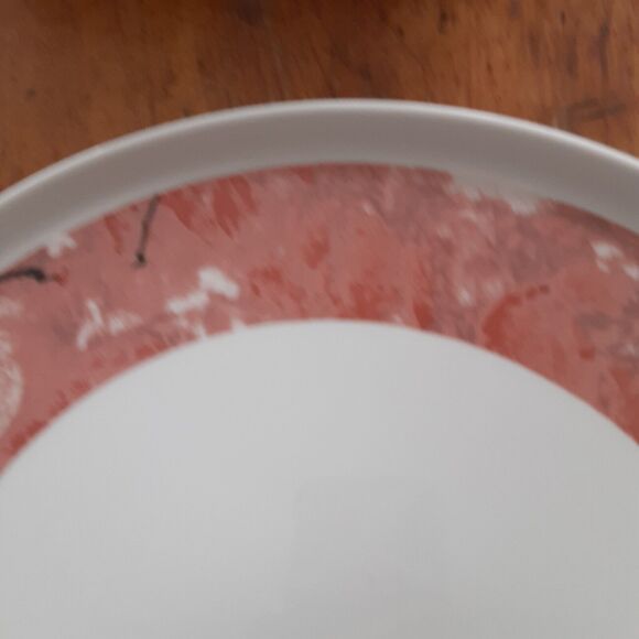 Villeroy Boch warm tones Siena cake plate 12 7/8" salmon pink marbelized - Picture 4 of 5